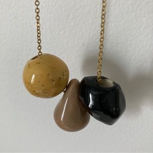 Ceramic Geometric Pendant Necklace on Gold Fill Chain